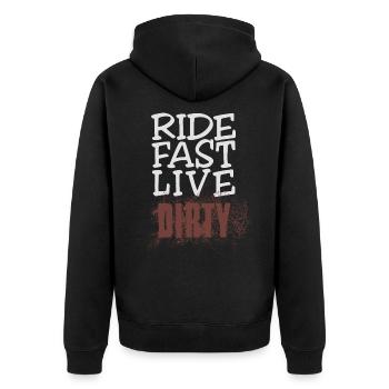 ROULEZ VITE, VIVEZ SALE – VTT - Motocross - Veste à capuche bio Premium Unisexe - noir - Dos - Nico (187cm)