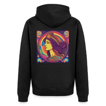 Idée cadeau anniversaire Vierge Naissance - Veste à capuche bio Premium Unisexe - noir - Dos - Nico (187cm)