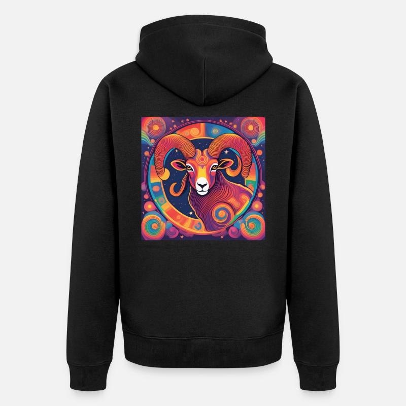 Widder Sternzeichen Astrologie Geschenk - Unisex Premium Bio Zip Hoodie - Schwarz