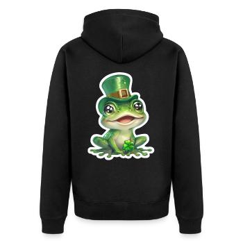 St. Patrick's Day Frog Gift - Unisex Premium Organic Zip Hoodie - black - Back - Nico (187cm)