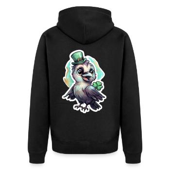 St. Patrick's Day Rabe Geschenk - Unisex Premium Bio Zip Hoodie - Schwarz - Hinten - Nico (187cm)
