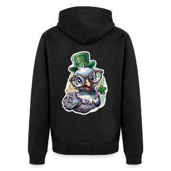 St. Patrick's Day Taube Geschenk - Unisex Premium Bio Zip Hoodie - Schwarz - Hinten - Nico (187cm)