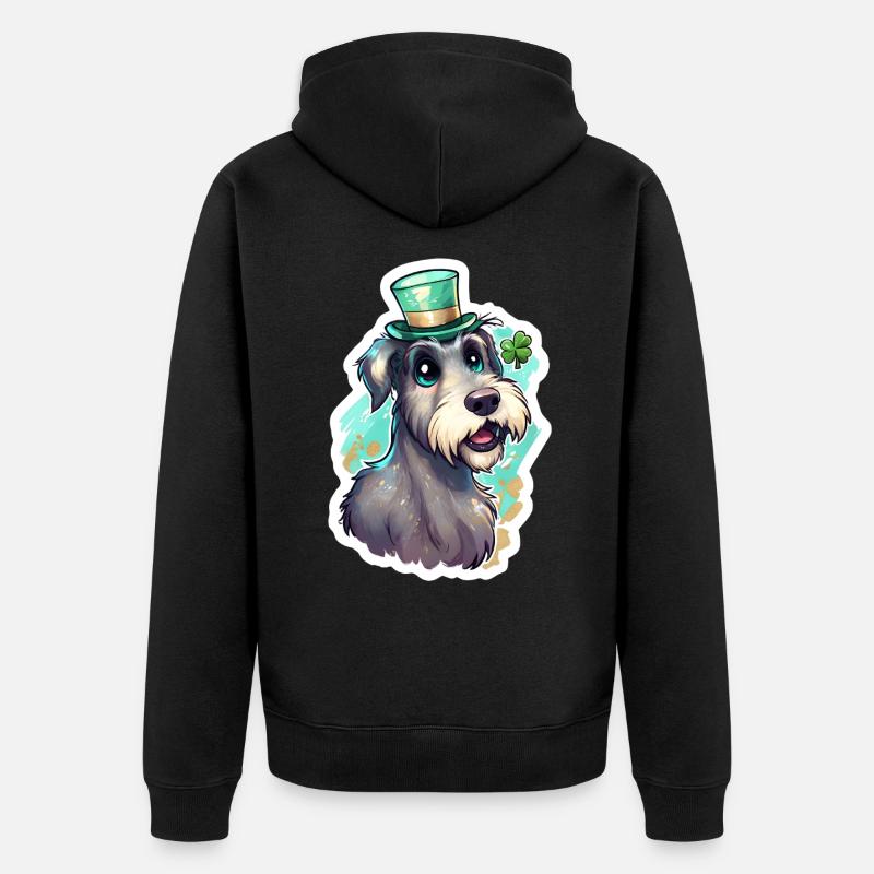 St. Patrick's Day Hund Geschenk - Unisex Premium Bio Zip Hoodie - Schwarz