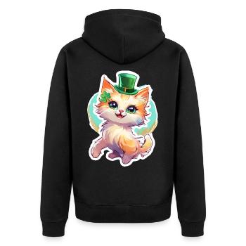Cadeau de chat pour la Saint-Patrick - Veste à capuche bio Premium Unisexe - noir - Dos - Nico (187cm)