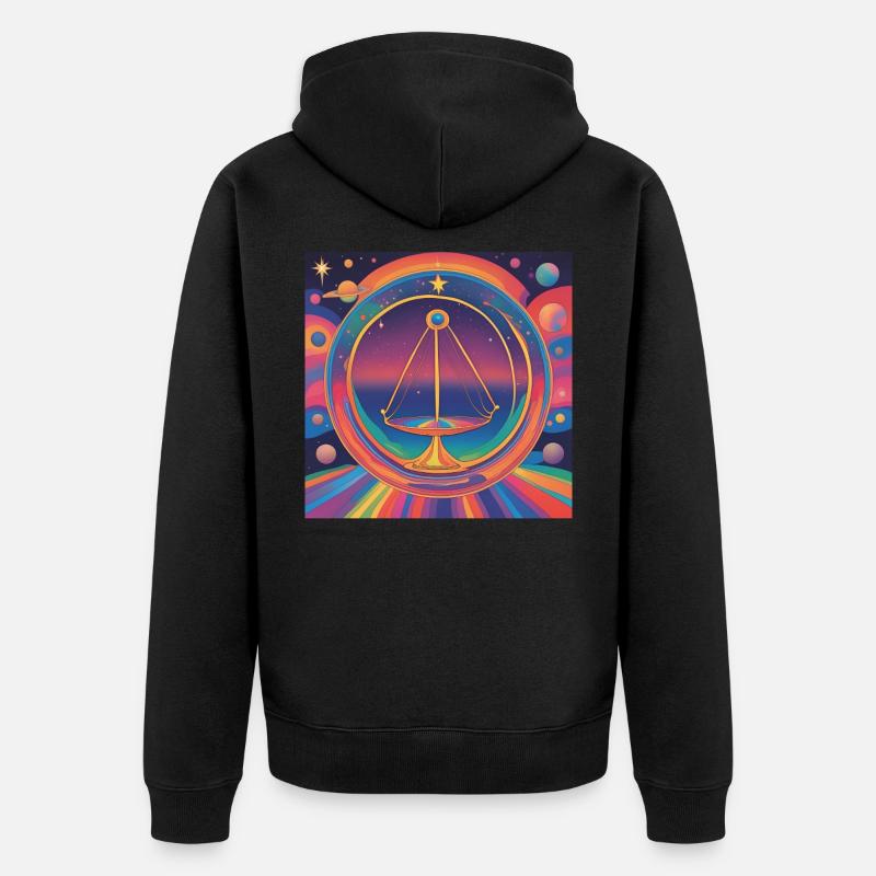 Waage Sternzeichen Astrologie Geschenk - Unisex Premium Bio Zip Hoodie - Schwarz