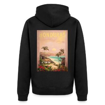 Honduras Catracha Herkunft Geschenk - Unisex Premium Bio Zip Hoodie - Schwarz - Hinten - Nico (187cm)