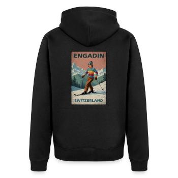 Engadin Skiing Alps - Unisex Premium Organic Zip Hoodie - black - Back - Nico (187cm)