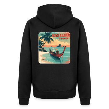 Koh Samui Thailand Longboat - Unisex Premium Organic Zip Hoodie - black - Back - Nico (187cm)