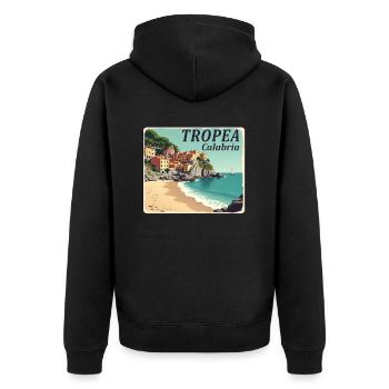 Tropea Kalabrien - Unisex Premium Bio Zip Hoodie - Schwarz - Hinten - Nico (187cm)