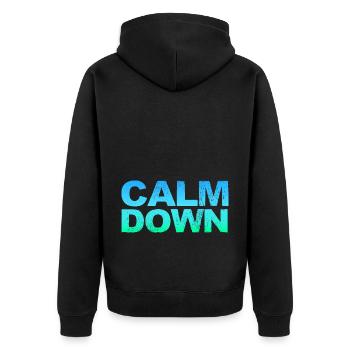 Entspannung und Relax. Just Calm Down - Unisex Premium Bio Zip Hoodie - Schwarz - Hinten - Nico (187cm)