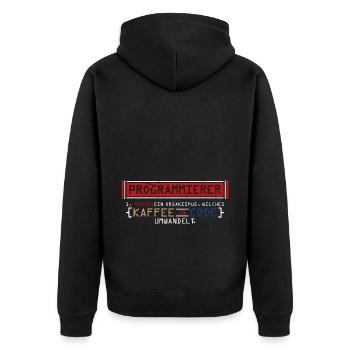 Programmierer - Unisex Premium Bio Zip Hoodie - Schwarz - Hinten - Nico (187cm)