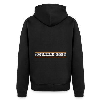Malle 2023 - Unisex Premium Bio Zip Hoodie - Schwarz - Hinten - Nico (187cm)
