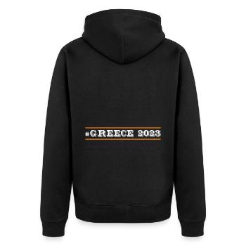 Greece 2023 - Unisex Premium Bio Zip Hoodie - Schwarz - Hinten - Nico (187cm)
