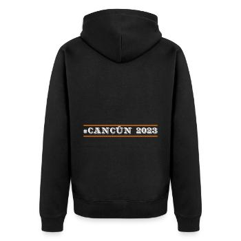 Cancun 2023 - Unisex Premium Organic Zip Hoodie - black - Back - Nico (187cm)