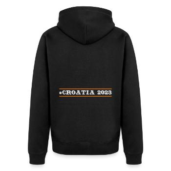 Croatia 2023 - Unisex Premium Organic Zip Hoodie - black - Back - Nico (187cm)