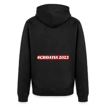Croatia 2023 - Unisex Premium Organic Zip Hoodie - black - Back - Nico (187cm)