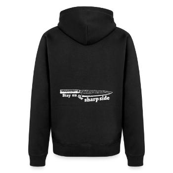Stay on the Sharp Side Messer - Unisex Premium Organic Zip Hoodie - black - Back - Nico (187cm)