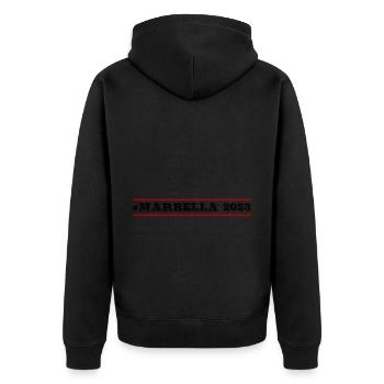 Marbella 2023 - Unisex Premium Organic Zip Hoodie - black - Back - Nico (187cm)