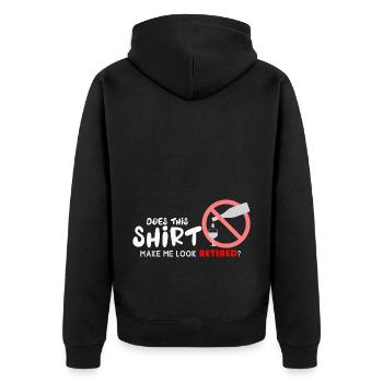 Sehe ich mit diesem Hemd wie ein Rentner aus? Alko - Unisex Premium Bio Zip Hoodie - Schwarz - Hinten - Nico (187cm)