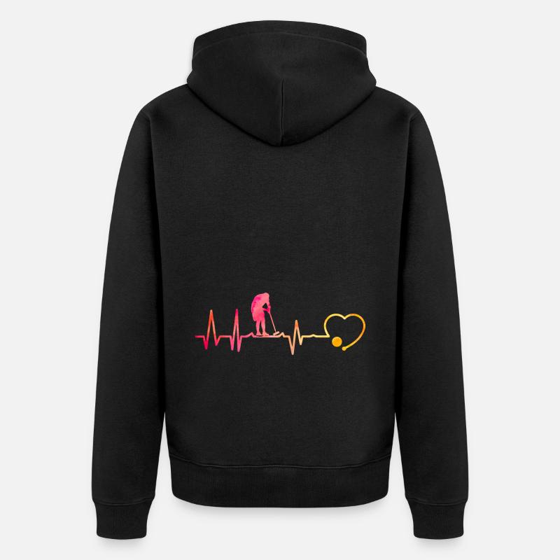 Krocket Herzschlag - Unisex Premium Bio Zip Hoodie - Schwarz