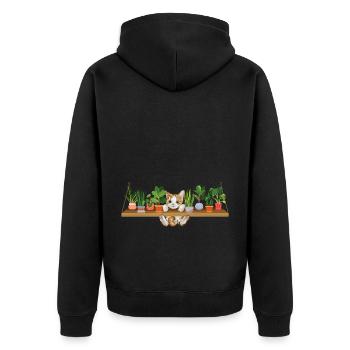Propriétaire de plante de chaton espiègle - Veste à capuche bio Premium Unisexe - noir - Dos - Nico (187cm)