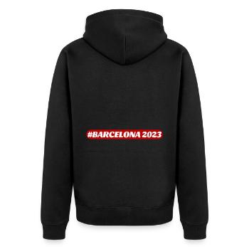 Barcelona 2023 - Unisex Premium Bio Zip Hoodie - Schwarz - Hinten - Nico (187cm)