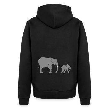 Elefanten Mutter und Kind Baby Elefant - Unisex Premium Bio Zip Hoodie - Schwarz - Hinten - Nico (187cm)