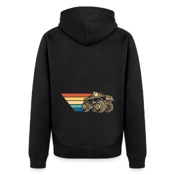 Monster Truck Vintage Jungen - Unisex Premium Bio Zip Hoodie - Schwarz - Hinten - Nico (187cm)