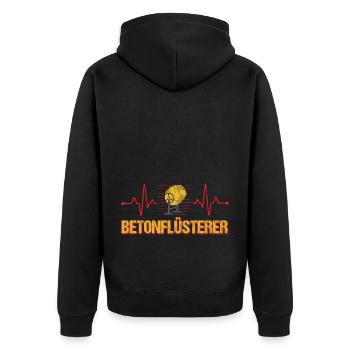 Betonbauer Betonflüsterer Herzschlag - Unisex Premium Bio Zip Hoodie - Schwarz - Hinten - Nico (187cm)
