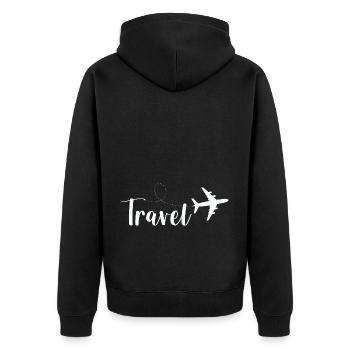 Voyage en avion Voyage d’aventure - Veste à capuche bio Premium Unisexe - noir - Dos - Nico (187cm)