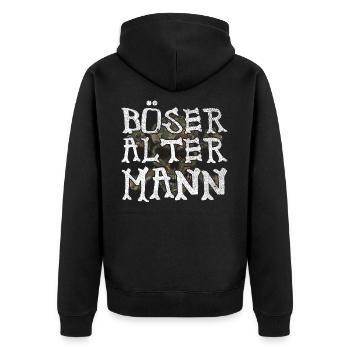 Böser Alter Mann - Unisex Premium Bio Zip Hoodie - Schwarz - Hinten - Nico (187cm)