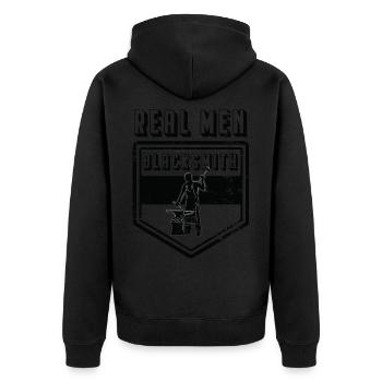Blacksmith - Unisex Premium Organic Zip Hoodie - black - Back - Nico (187cm)