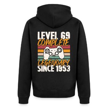 Niveau 69 Complet Vintage Anniversaire 69 Ans - Veste à capuche bio Premium Unisexe - noir - Dos - Nico (187cm)