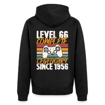 Niveau 66 Complet Vintage Anniversaire 66 Ans - Veste à capuche bio Premium Unisexe - noir - Dos - Nico (187cm)
