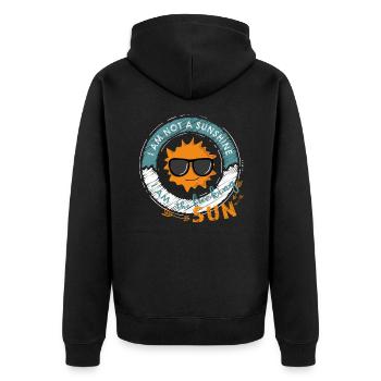 I am not a sunshine (weiss) - Unisex Premium Bio Zip Hoodie - Schwarz - Hinten - Nico (187cm)