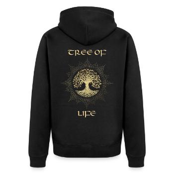 nordische Mythologie Wikinger Baum Geschenk - Unisex Premium Bio Zip Hoodie - Schwarz - Hinten - Nico (187cm)