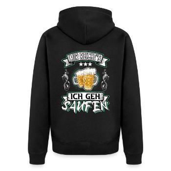 Bier Saufen Trinken Alkohol Spruch Mir Reichts - Unisex Premium Bio Zip Hoodie - Schwarz - Hinten - Nico (187cm)