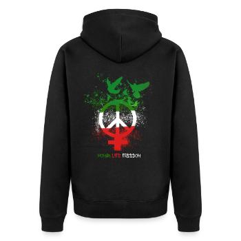Femmes Vie Liberté,Liberté,Iran,Oiseaux,Paix - Veste à capuche bio Premium Unisexe - noir - Dos - Nico (187cm)