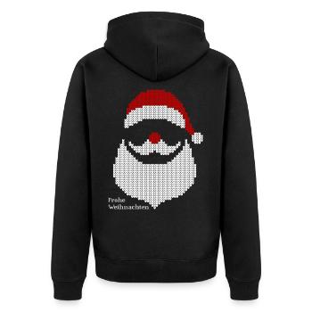 Weihnachtsmann (Frohe-Weihnachten-Strick-Edition) - Unisex Premium Bio Zip Hoodie - Schwarz - Hinten - Nico (187cm)