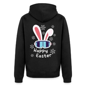 Lapin de ski « Joyeuses Pâques » Vacances de ski Pâques Ski - Veste à capuche bio Premium Unisexe - noir - Dos - Nico (187cm)