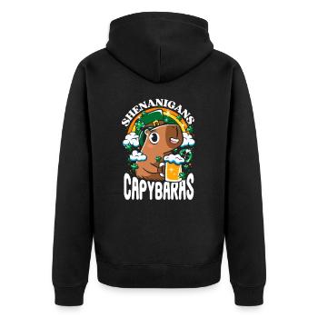 St. Patrick's Day - Shenanigans capybaras - Unisex Premium Organic Zip Hoodie - black - Back - Nico (187cm)