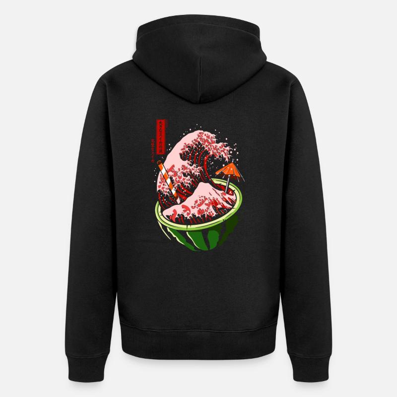 Kanagawa japon Pastèque - Veste à capuche bio Premium Unisexe - noir