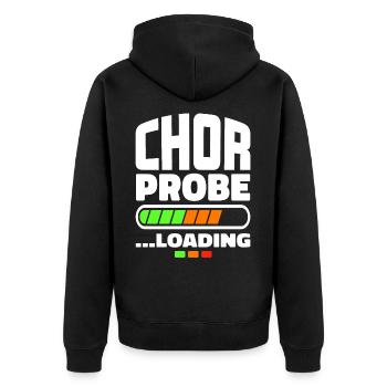"Chorprobe loading" - Chor Sänger Singen Musik - Unisex Premium Bio Zip Hoodie - Schwarz - Hinten - Nico (187cm)