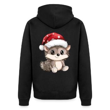 Igel Weihnachten Süß Niedlich Xmas Weihnachtlich - Unisex Premium Bio Zip Hoodie - Schwarz - Hinten - Nico (187cm)