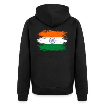 Drapeau de l’Inde aspect utilisé - Veste à capuche bio Premium Unisexe - noir - Dos - Nico (187cm)