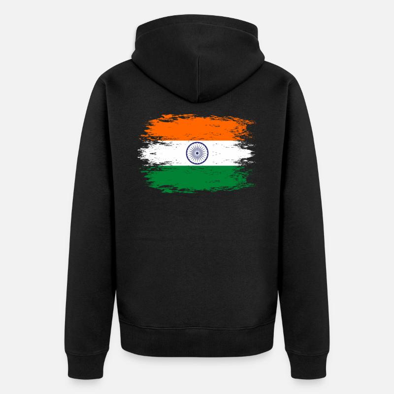 Drapeau de l’Inde aspect utilisé - Veste à capuche bio Premium Unisexe - noir