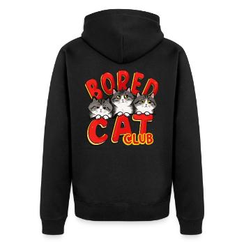Club der gelangweilten Katzen - Unisex Premium Bio Zip Hoodie - Schwarz - Hinten - Nico (187cm)