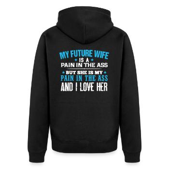 I Love My Wife - Unisex Premium Organic Zip Hoodie - black - Back - Nico (187cm)