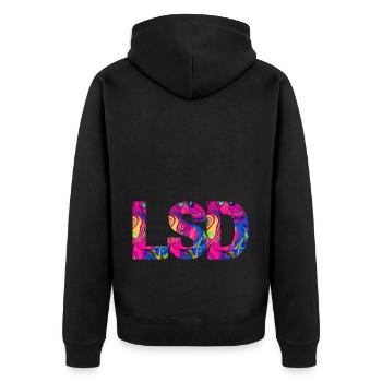LSD 25 Sunshine Acid - Unisex Premium Bio Zip Hoodie - Schwarz - Hinten - Nico (187cm)