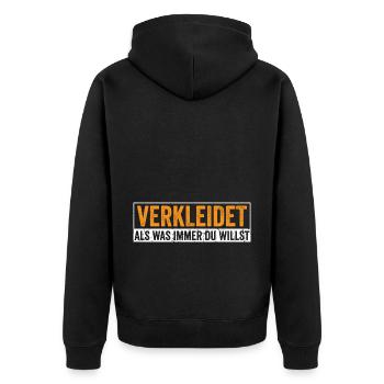 Karneval verkleidet Helau - Unisex Premium Bio Zip Hoodie - Schwarz - Hinten - Nico (187cm)